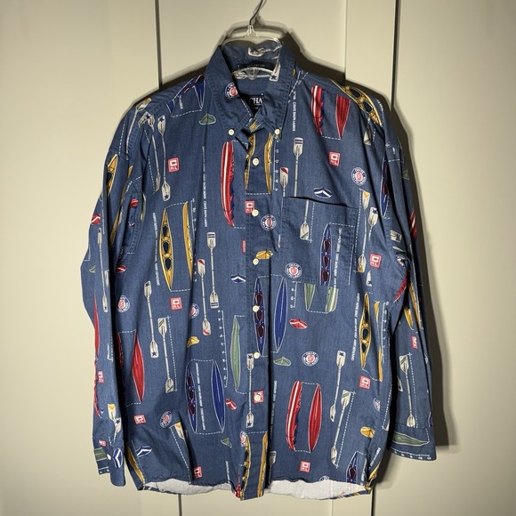 Ralph Lauren Other - Vintage Men's Size Medium Chaps Ralph Lauren AOP Button Up Shirt Boat Kayak Lake